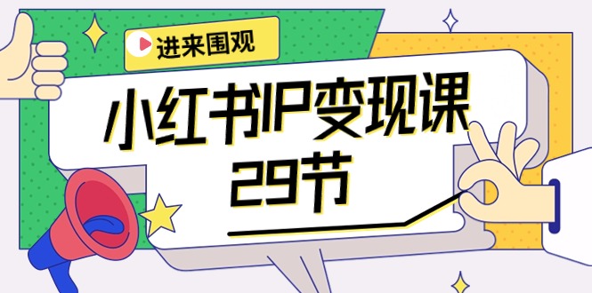 小红书IP变现课：开店/定位/IP变现/直播带货/爆款打造/涨价秘诀/等等/29节-课程网