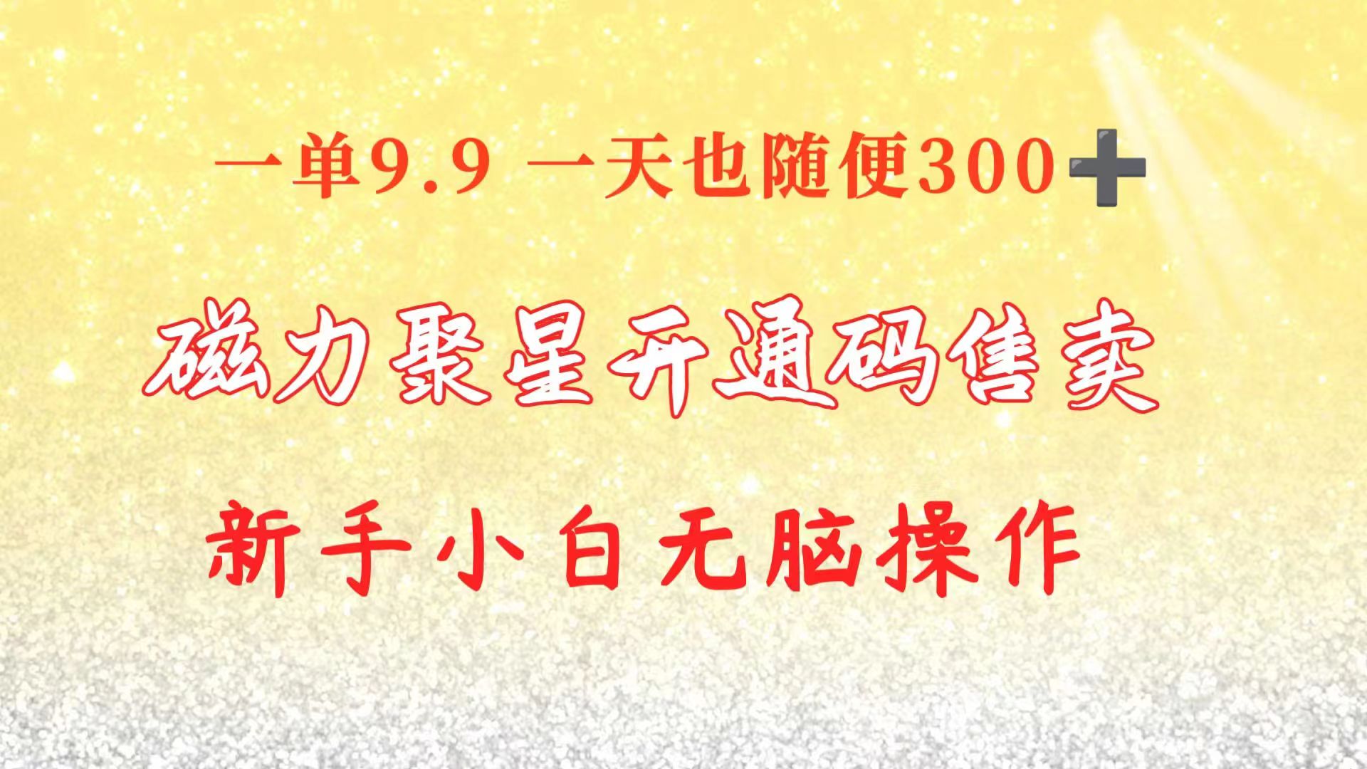 快手磁力聚星码信息差 售卖  一单卖9.9  一天也轻松300+ 新手小白无脑操作-课程网