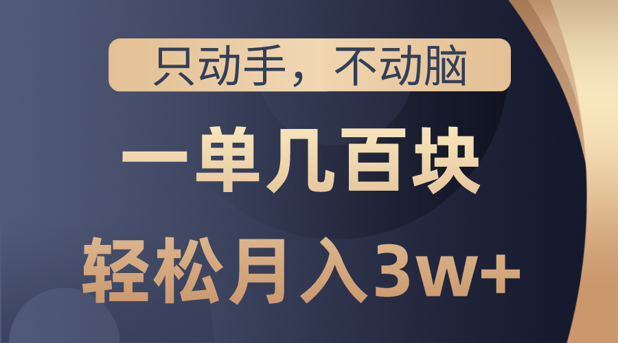 只动手不动脑，一单几百块，轻松月入3w+，看完就能直接操作，详细教程-课程网