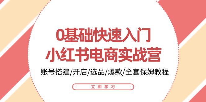 0基础快速入门-小红书电商实战营：账号搭建/开店/选品/爆款/全套保姆教程-课程网