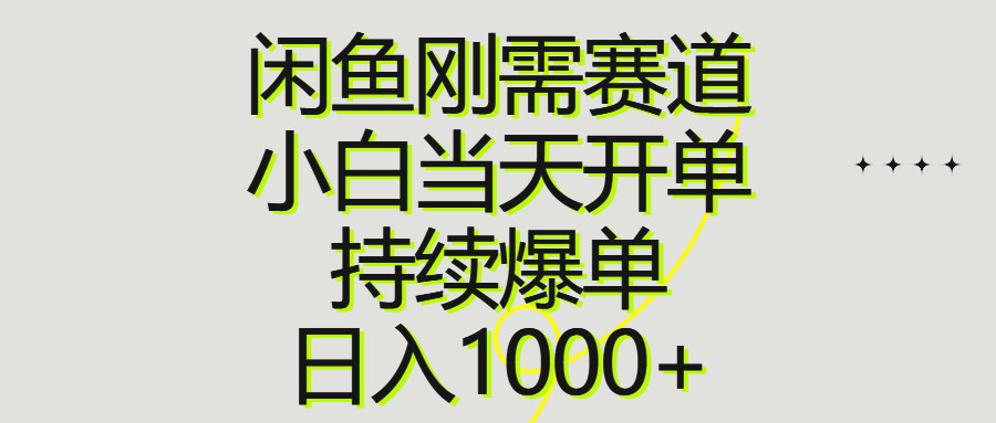 闲鱼刚需赛道，小白当天开单，持续爆单，日入1000+-课程网