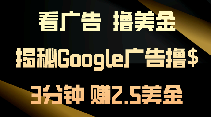 买会员，撸美元！3min赚2.5美元！日入200美元指日可待！揭密Google广告宣传…-课程网