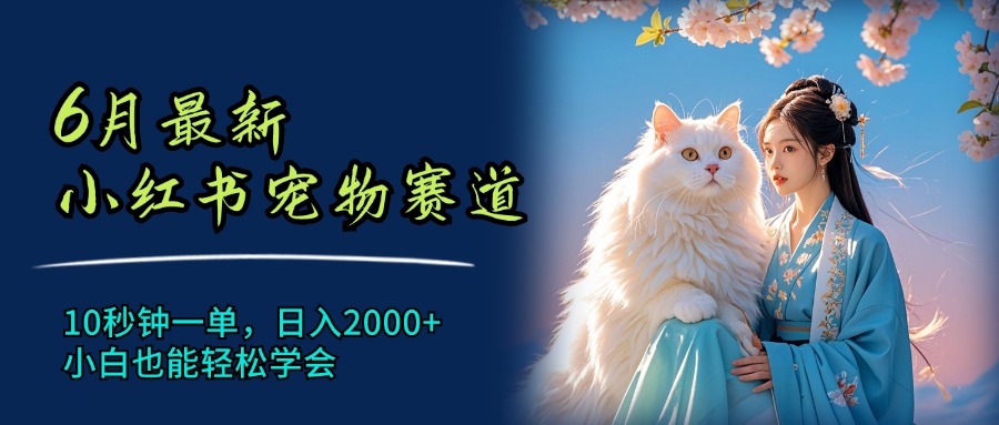 6月全新小红书的小宠物跑道，10秒左右一单，日入2000 ，新手都可以轻松懂得-课程网