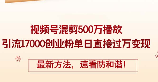 精华帖视频号混剪500万播放引流17000创业粉，单日直接过万变现，最新方…-课程网