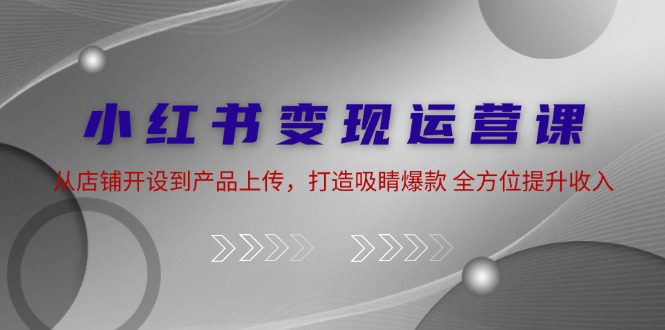 小红书变现运营课：从店铺开设到产品上传，打造吸睛爆款 全方位提升收入-课程网