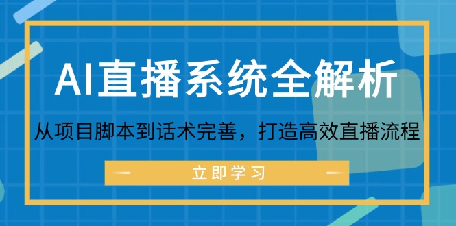 AI直播系统全解析：从项目脚本到话术完善，打造高效直播流程-课程网