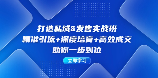 打造私域&发售实操班：精准引流+深度培育+高效成交，助你一步到位-课程网