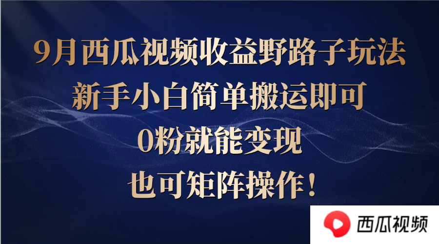 西瓜视频收益野路子玩法，新手小白简单搬运即可，0粉就能变现，也可矩…-课程网