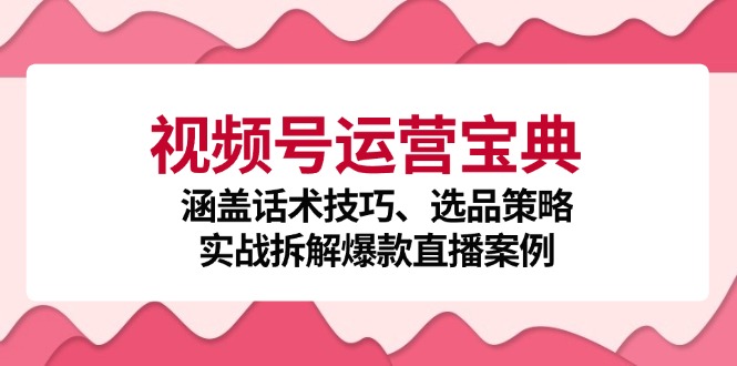 视频号运营宝典：涵盖话术技巧、选品策略、实战拆解爆款直播案例-课程网