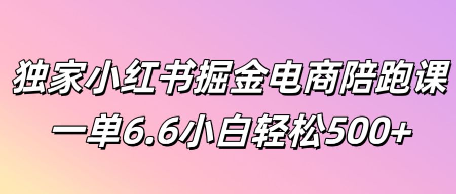 独家代理小红书的掘金队电子商务陪跑课一单6.6新手轻轻松松5张-课程网