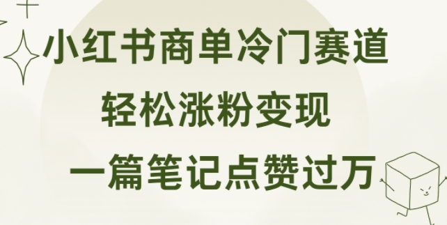 小红书的商单小众跑道 一篇手记关注点赞破万 轻轻松松增粉转现-课程网