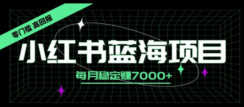 小红书蓝海项目，零门槛、高回报，每月稳定赚7000+-课程网