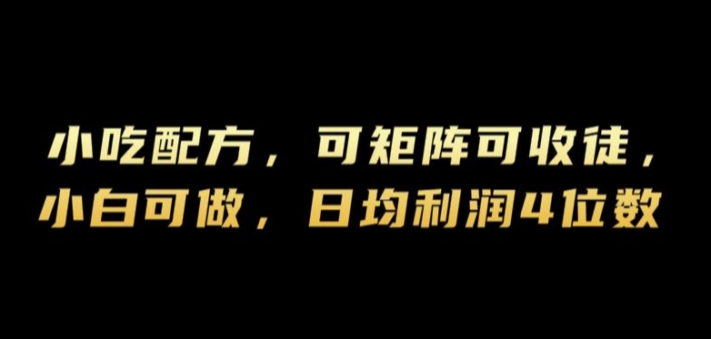 小吃配方，可矩阵可收徒，小白可做，日均利润4位数-课程网