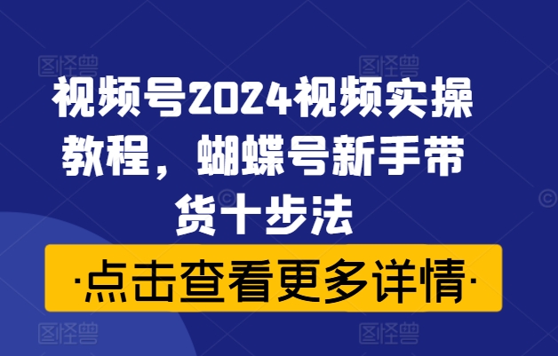 视频号2024视频实操教程，蝴蝶号新手带货十步法-课程网