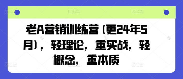 老A营销训练营(更24年9月)，轻理论，重实战，轻概念，重本质-课程网