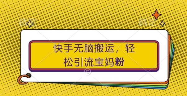 快手无脑搬运，轻松引流宝妈粉，纯小白轻松上手【揭秘】-课程网