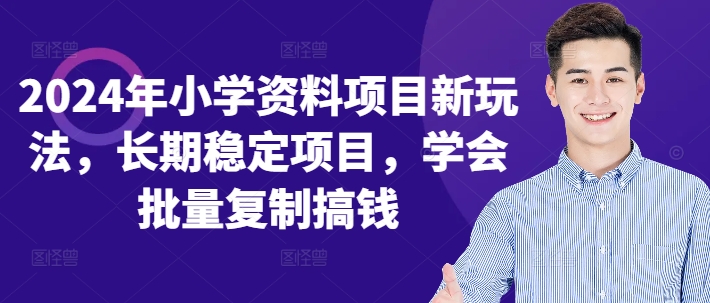 2024年小学资料新项目新模式，持续稳定新项目，懂得快速复制弄钱-课程网