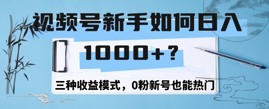 微信视频号新手怎么日入1k？三种盈利方式，0粉小号也可以受欢迎-课程网