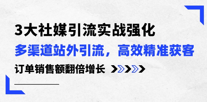 3大社交媒体引流方法实际操作加强，多种渠道站外引流/高效率营销获客/订单信息销售总额翻倍增长-课程网