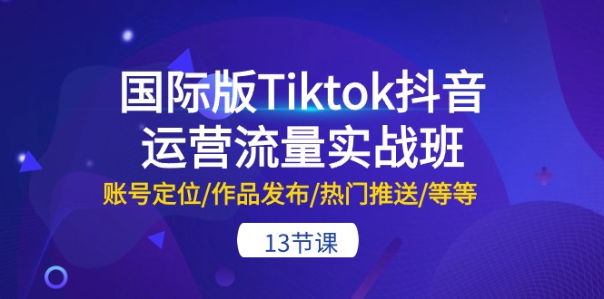 国际版Tiktok抖音运营流量实战班：账号定位/作品发布/热门推送/等等-课程网