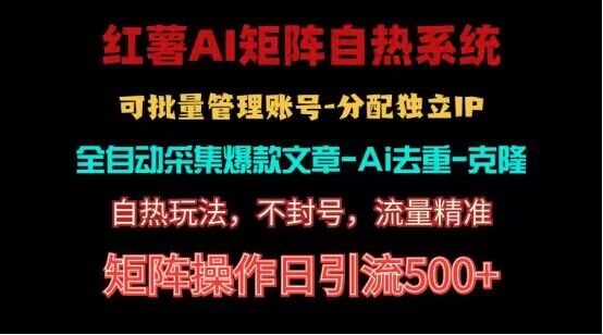 红薯矩阵自热系统，独家不死号引流玩法！矩阵操作日引流500+-课程网