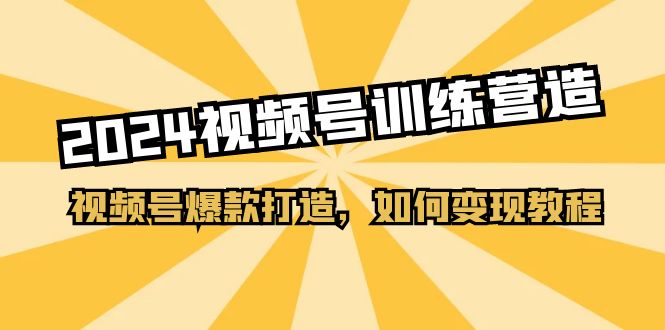 2024视频号训练营，视频号爆款打造，如何变现教程-课程网