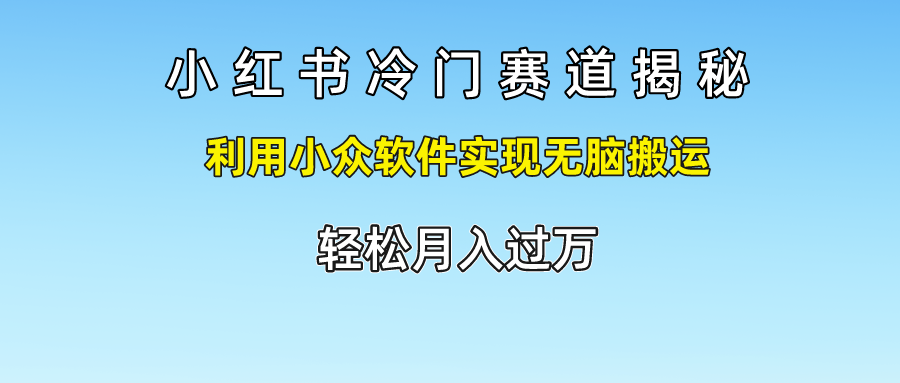 小红书的小众跑道揭密,运用小众软件完成没脑子运送，轻轻松松月入了万-课程网