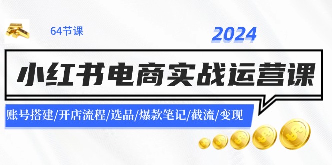 2024小红书电商实战演练运营课：账户构建/开店的流程/选款/爆品手记/截留/转现-课程网