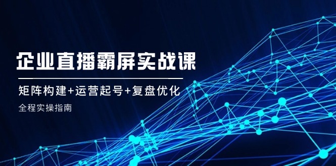 企业直播霸屏实战课：矩阵构建+运营起号+复盘优化，全程实操指南-课程网