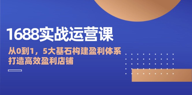 1688实战运营课：从0到1，5大基石构建盈利体系，打造高效盈利店铺-课程网