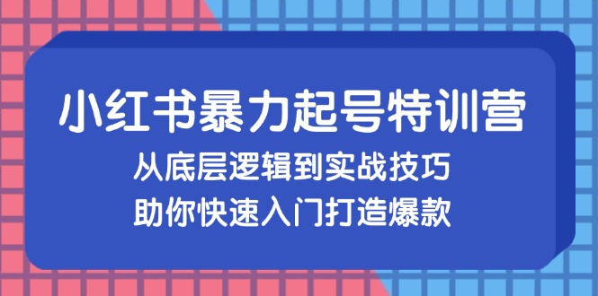 小红书的暴力行为养号夏令营，从底层思维到实战经验，帮助你快速上手推出爆款-课程网