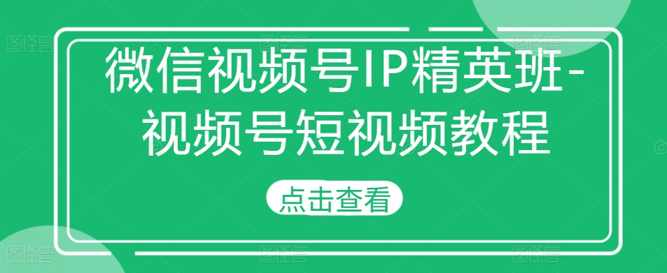 视频号IP精英班-微信视频号短视频教程-课程网