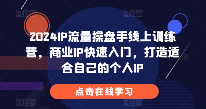 2024IP流量操盘手线上训练营，商业IP快速入门，打造适合自己的个人IP-课程网