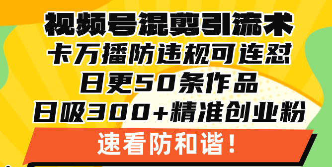 微信视频号剪辑引流技术，500万播放视频引流方法17000自主创业粉，使用方便当日懂得-课程网