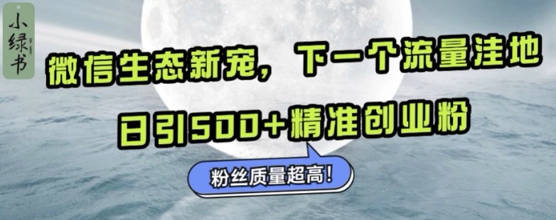 微信生态圈新欢小绿书：下一个流量洼地，日引500 精确自主创业粉，粉丝们品质极高-课程网