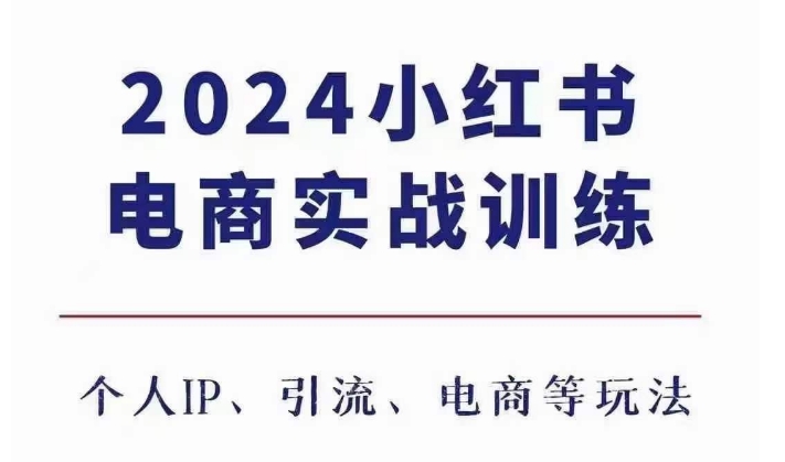 2024小红书电商3.0实战训练，包含个人IP、引流、电商等玩法-课程网