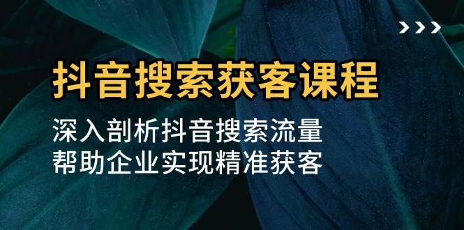 抖音搜索获客课程：深入剖析抖音搜索流量，帮助企业实现精准获客-课程网