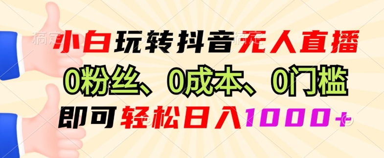 DY小程序无人直播，0粉也可做，不违规不限流，小白一看就会-课程网