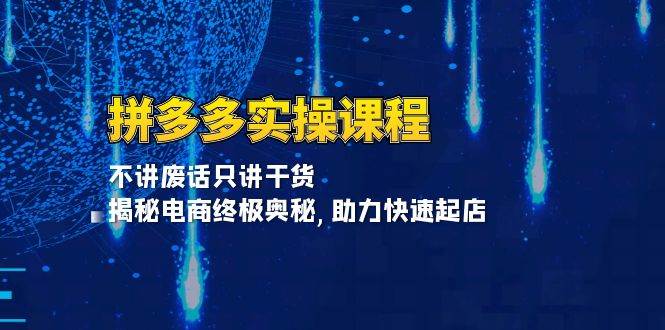 拼多多平台实操课程：不谈空话只谈干货知识, 揭密电子商务最终秘密,助推迅速出单-课程网