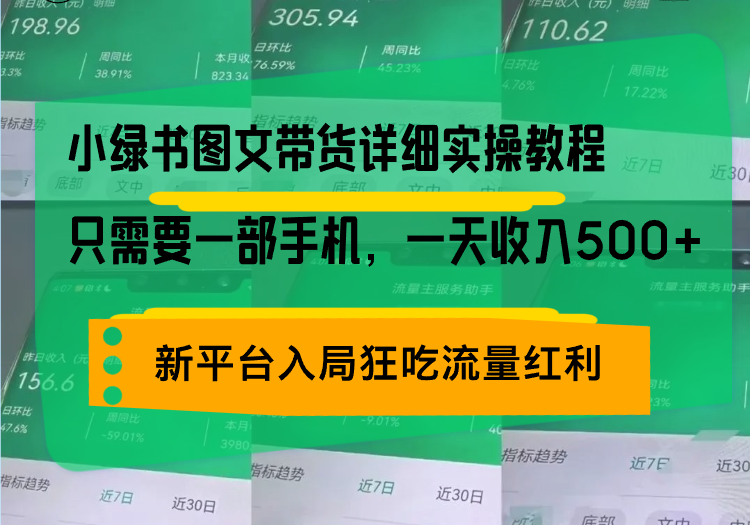 小绿书图文带货详细实操教程，只需要一部手机，一天收入500+，轻松变现-课程网