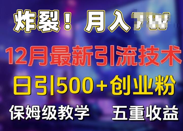 炸裂!揭秘12月最新日引流500+精准创业粉，多重收益保姆级教学-课程网