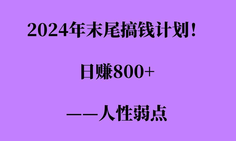 2024年末尾搞钱计划，男粉项目，人性弱点，日入多张-课程网