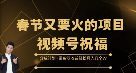 春节又要火的项目视频号祝福，分成计划+带货双收益，轻松月入几个W【揭秘】-课程网