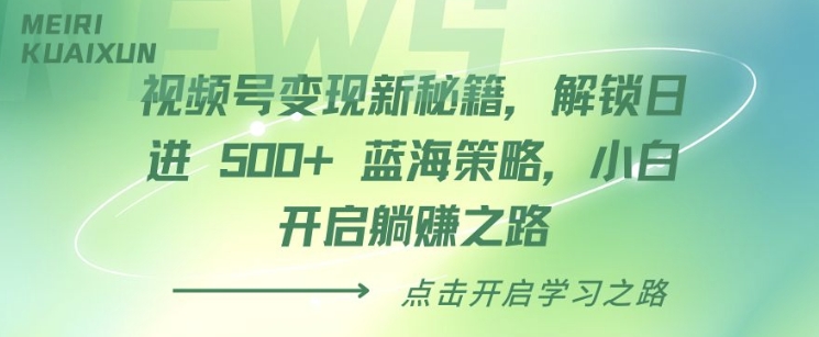 视频号变现新秘籍，解锁日进 5张 蓝海策略，小白开启躺Z之路-课程网