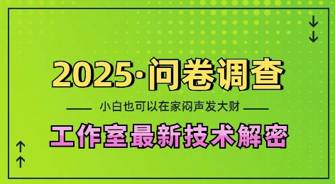 2025问卷调查最新工作室技术解密：一个人在家也可以闷声发大财，小白一天2张，可矩阵放大【揭秘】-课程网