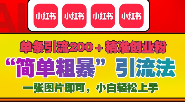 12月底小红书”简单粗暴“引流法，单条引流200+精准创业粉-课程网