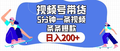 视频号橱窗带货，日入200+，条条火爆简单制作，一条视频5分钟搞定-课程网