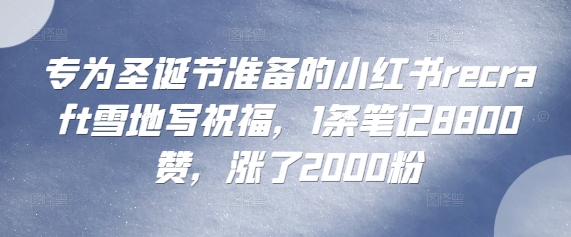 专为圣诞节准备的小红书recraft雪地写祝福，1条笔记8800赞，涨了2000粉-课程网