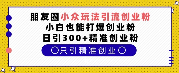 朋友圈小众玩法引流创业粉，小白也能打爆创业粉，日引300+精准创业粉【揭秘】-课程网