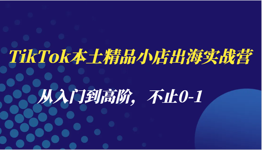 TikTok本土精品小店出海实战营，从入门到高阶，不止0-1-课程网